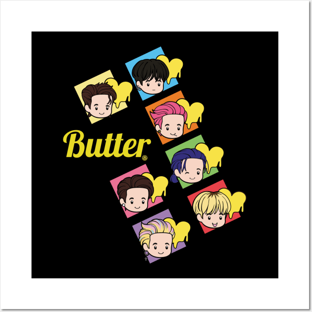 Chibi Bangtan Members Butter Wall Art by DaphInteresting